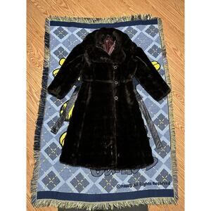 Vintage Tissavel France Faux Fur Brown Long Coat